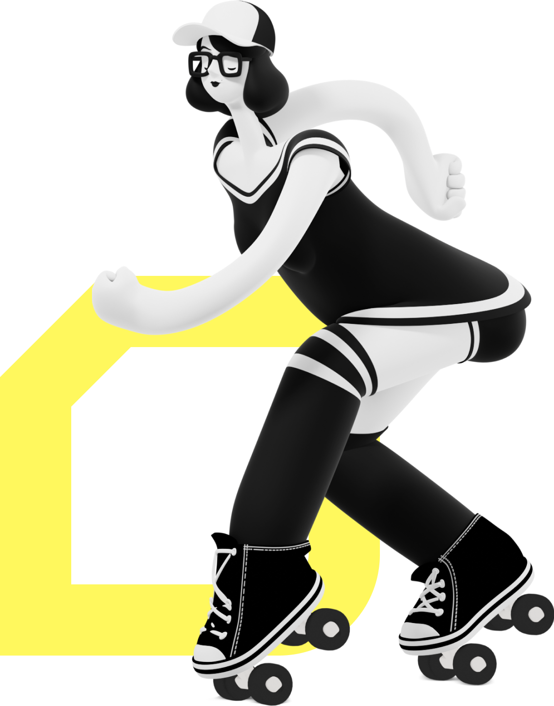 Illustration d'une femme en patins à roulettes
